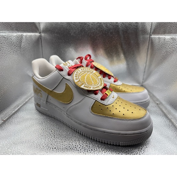 Size 10.5 Nike Air Force‎ 1 Drew League Low Mens White Gold Sneaker AA4083-102